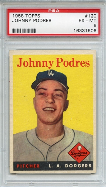 1958 Topps 120 Johnny Podres PSA EX-MT 6
