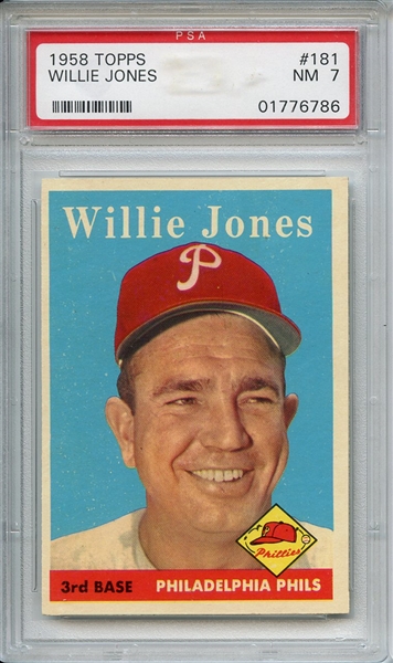 1958 Topps 181 Willie Jones PSA NM 7