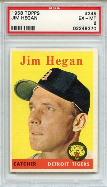 1958 Topps 345 Jim Hegan PSA EX-MT 6