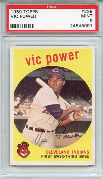 1959 Topps 229 Vic Power Gray Back PSA MINT 9