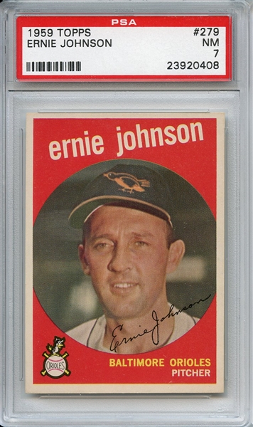 1959 Topps 279 Ernie Johnson White Back PSA NM 7