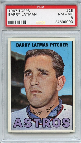 1967 Topps 28 Barry Latman PSA NM-MT 8