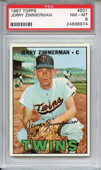 1967 Topps 501 Jerry Zimmerman PSA NM-MT 8
