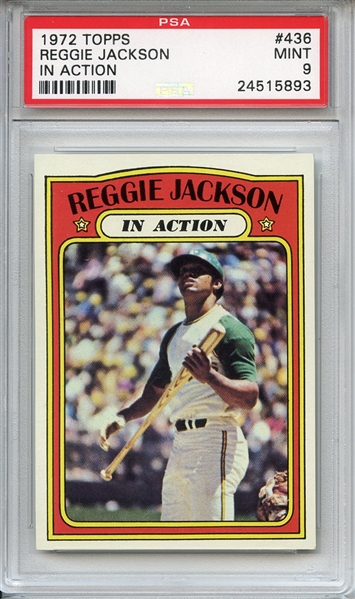 1972 Topps 436 Reggie Jackson In Action PSA MINT 9