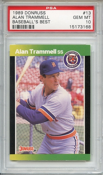 1989 Donruss Baseball's Best 13 Alan Trammell PSA GEM MT 10