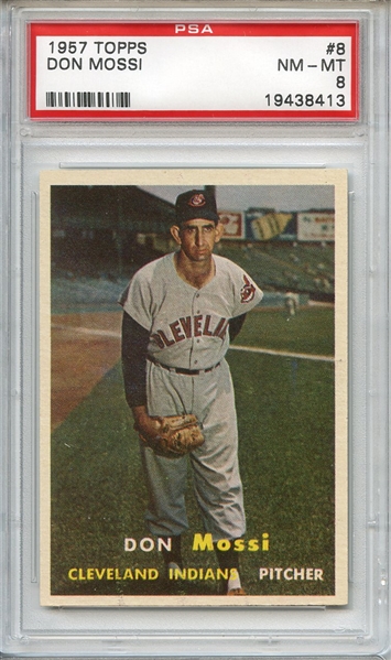 1957 Topps 8 Don Mossi PSA NM-MT 8