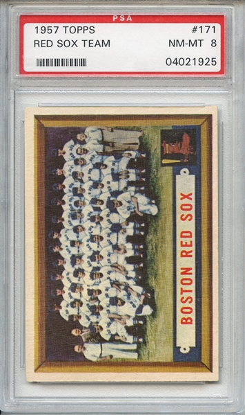 1957 Topps 171 Boston Red Sox Team PSA NM-MT 8