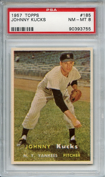 1957 Topps 185 Johnny Kucks PSA NM-MT 8