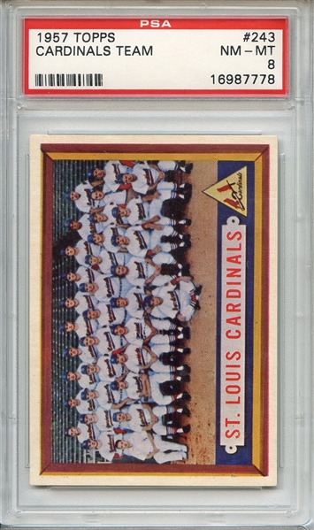 1957 Topps 243 St. Louis Cardinals PSA NM-MT 8