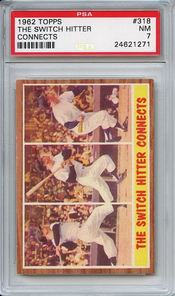 1962 Topps 318 Mickey Mantle In Action PSA NM 7