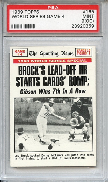 1969 Topps 165 World Series Game 4 Lou Brock PSA MINT 9 (OC)