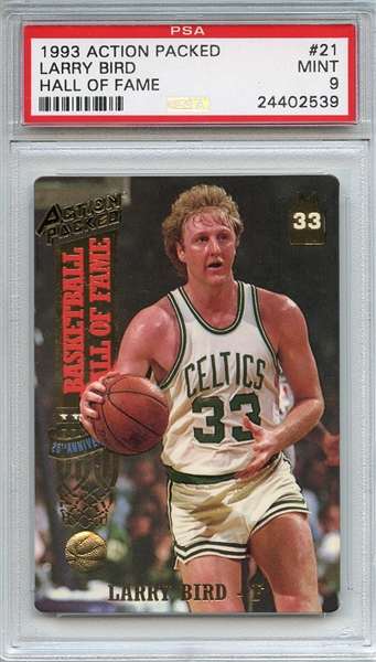1993 Action Packed Hall of Fame 21 Larry Bird PSA MINT 9