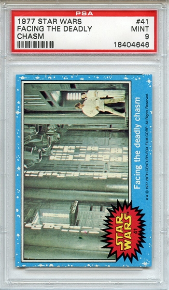 1977 Topps Star Wars 41 Facing the Deadly Chasm PSA MINT 9