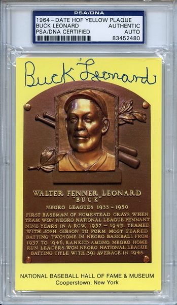 Buck Leonard Signed HOF Postcard PSA/DNA