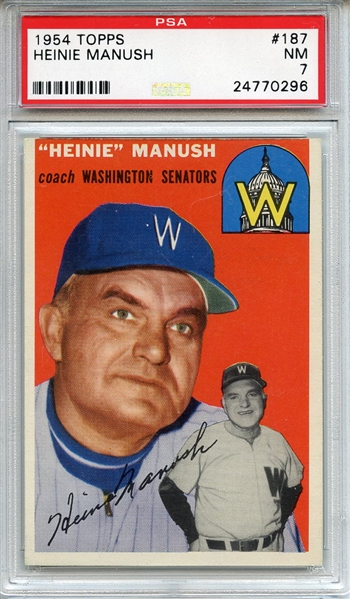 1954 Topps 187 Heinie Manush PSA NM 7