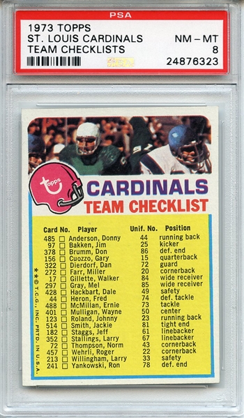 1973 Topps Team Checklists St. Louis Cardinals PSA NM-MT 8