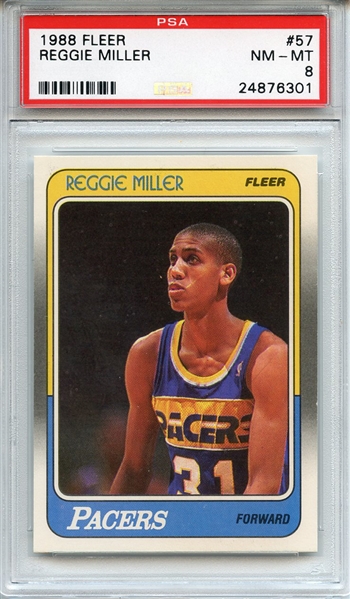 1988 Fleer 57 Reggie Miller RC PSA NM-MT 8