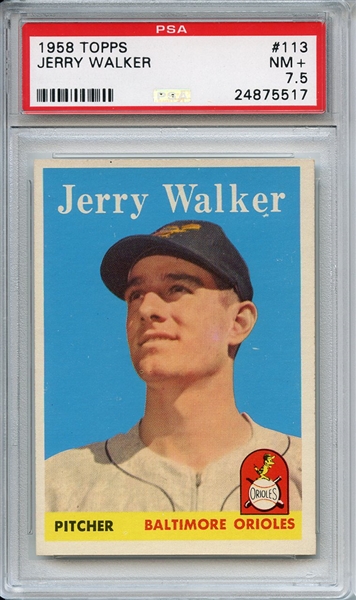 1958 Topps 113 Jerry Walker PSA NM+ 7.5
