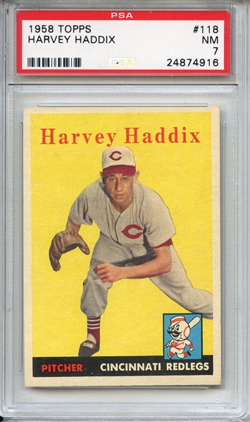 1958 Topps 118 Harvey Haddix PSA NM 7