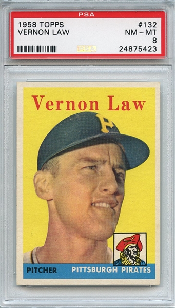1958 Topps 132 Vernon Law PSA NM-MT 8