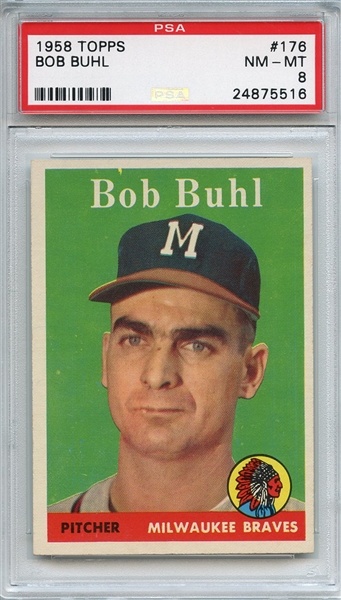 1958 Topps 176 Bob Buhl PSA NM-MT 8