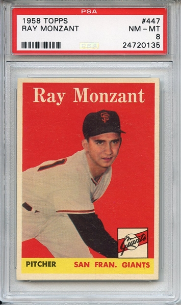 1958 Topps 447 Ray Monzant PSA NM-MT 8