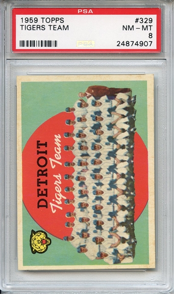 1959 Topps 329 Detroit Tigers Team PSA NM-MT 8