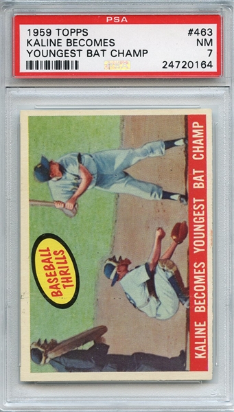 1959 Topps 463 Al Kaline Becomes Youngest Batting Champ PSA NM 7