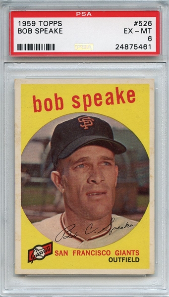 1959 Topps 526 Bob Speake PSA EX-MT 6
