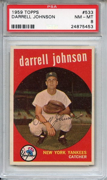 1959 Topps 533 Darrell Johnson PSA NM-MT 8