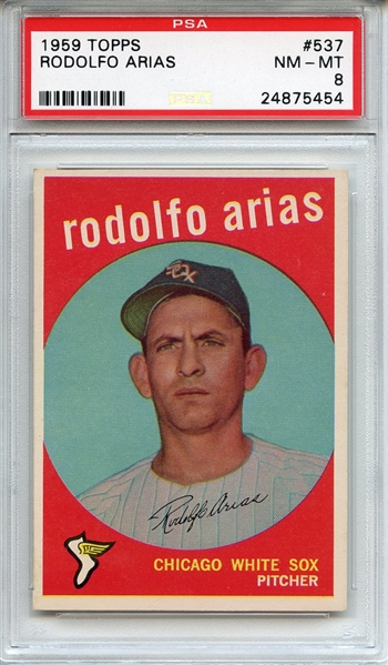 1959 Topps 537 Rodolfo Arias PSA NM-MT 8