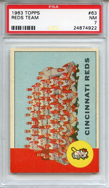 1963 Topps 63 Cincinnati Reds Team PSA NM 7