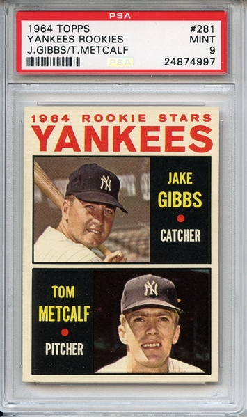 1964 Topps 281 New York Yankees Rookies PSA MINT 9