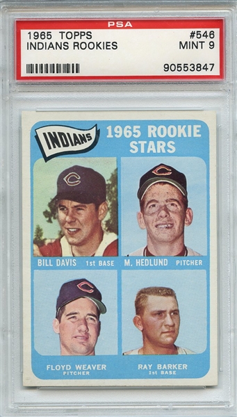 1965 Topps 546 Cleveland Indians Rookies PSA MINT 9