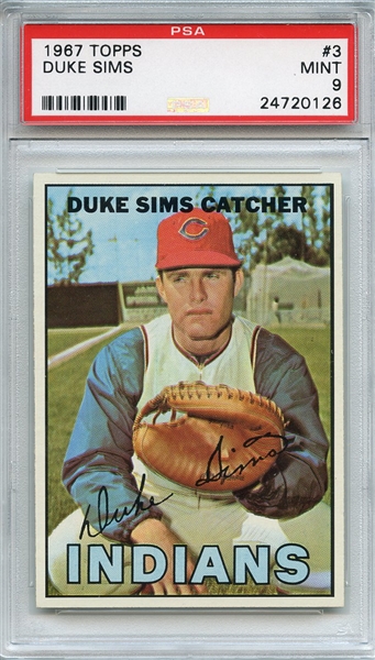 1967 Topps 3 Duke Sims PSA MINT 9