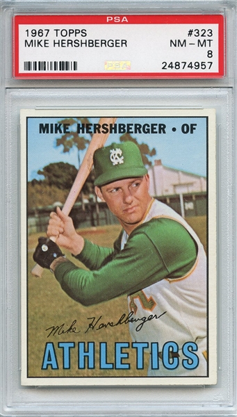 1967 Topps 323 Mike Hershberger PSA NM-MT 8