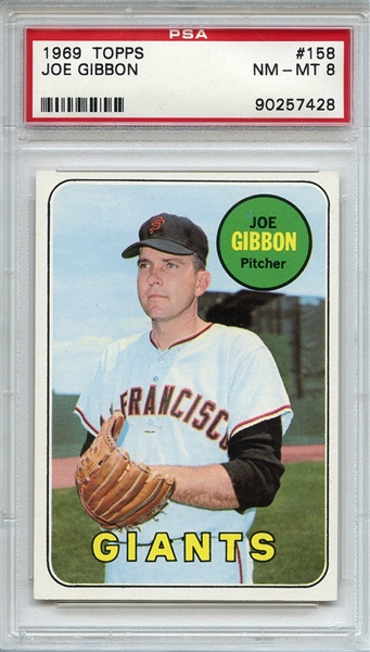 1969 Topps 158 Joe Gibbon PSA NM-MT 8