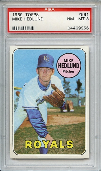 1969 Topps 591 Mike Hedlund PSA NM-MT 8