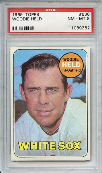 1969 Topps 636 Woodie Held PSA NM-MT 8