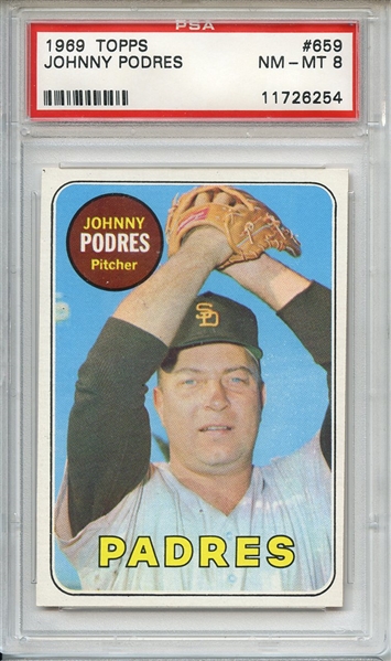 1969 Topps 659 Johnny Podres PSA NM-MT 8
