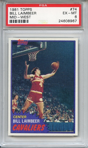 1981 Topps Mid West 74 Bill Laimbeer RC PSA EX-MT 6