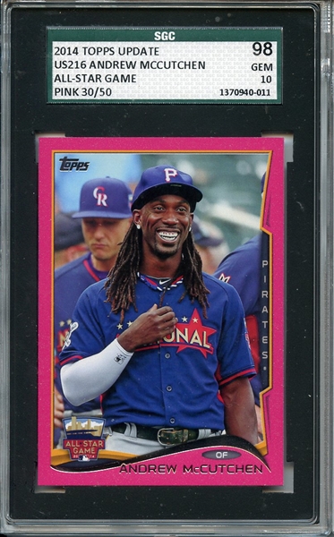 2014 Topps Update Pink All Star Game US216 Andrew McCutchen 30/50 SGC GEM 98 / 10