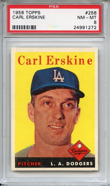 1958 Topps 258 Carl Erskine PSA NM-MT 8