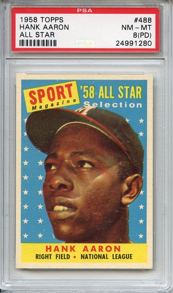 1958 Topps 488 Hank Aaron All Star PSA NM-MT 8 (PD)