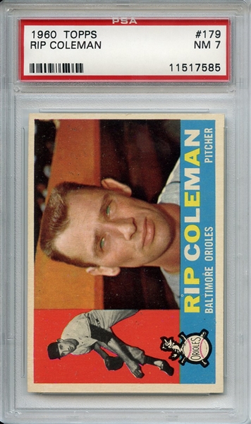 1960 Topps 179 Rip Coleman PSA NM 7