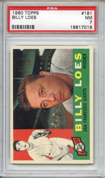 1960 Topps 181 Billy Loes PSA NM 7