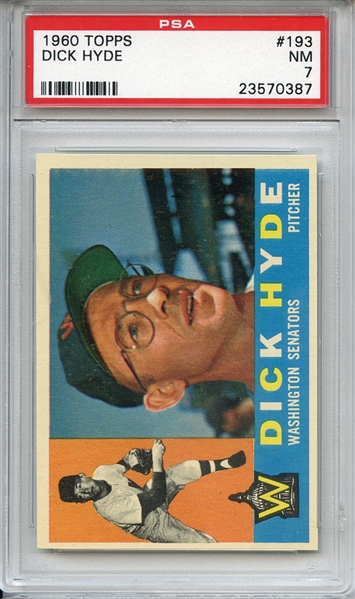 1960 Topps 193 Dick Hyde PSA NM 7