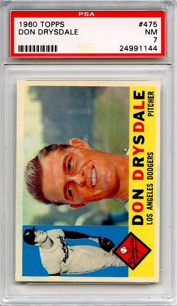 1960 Topps 475 Don Drysdale PSA NM 7