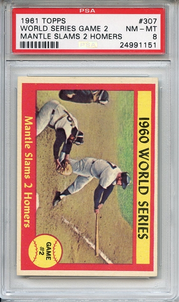 1961 Topps 307 World Series Game 2 Mickey Mantle PSA NM-MT 8
