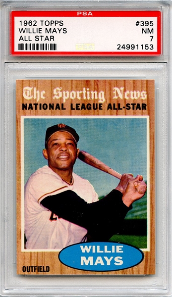 1962 Topps 395 Willie Mays All Star PSA NM 7